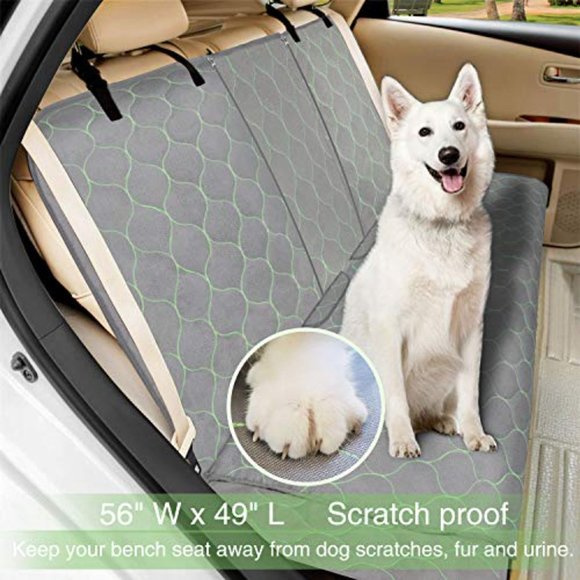 BABYLTRL Waterproof Dog Rear Seat Cover, Middle Armrest & Seat belt (Wine Red) - Picture 4 of 9